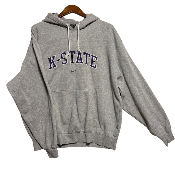 Nike K-State Wildcats Hoodie Sweatshirt Gray Mens Size XL Pullover Preppy Sports - Picture 1 of 16